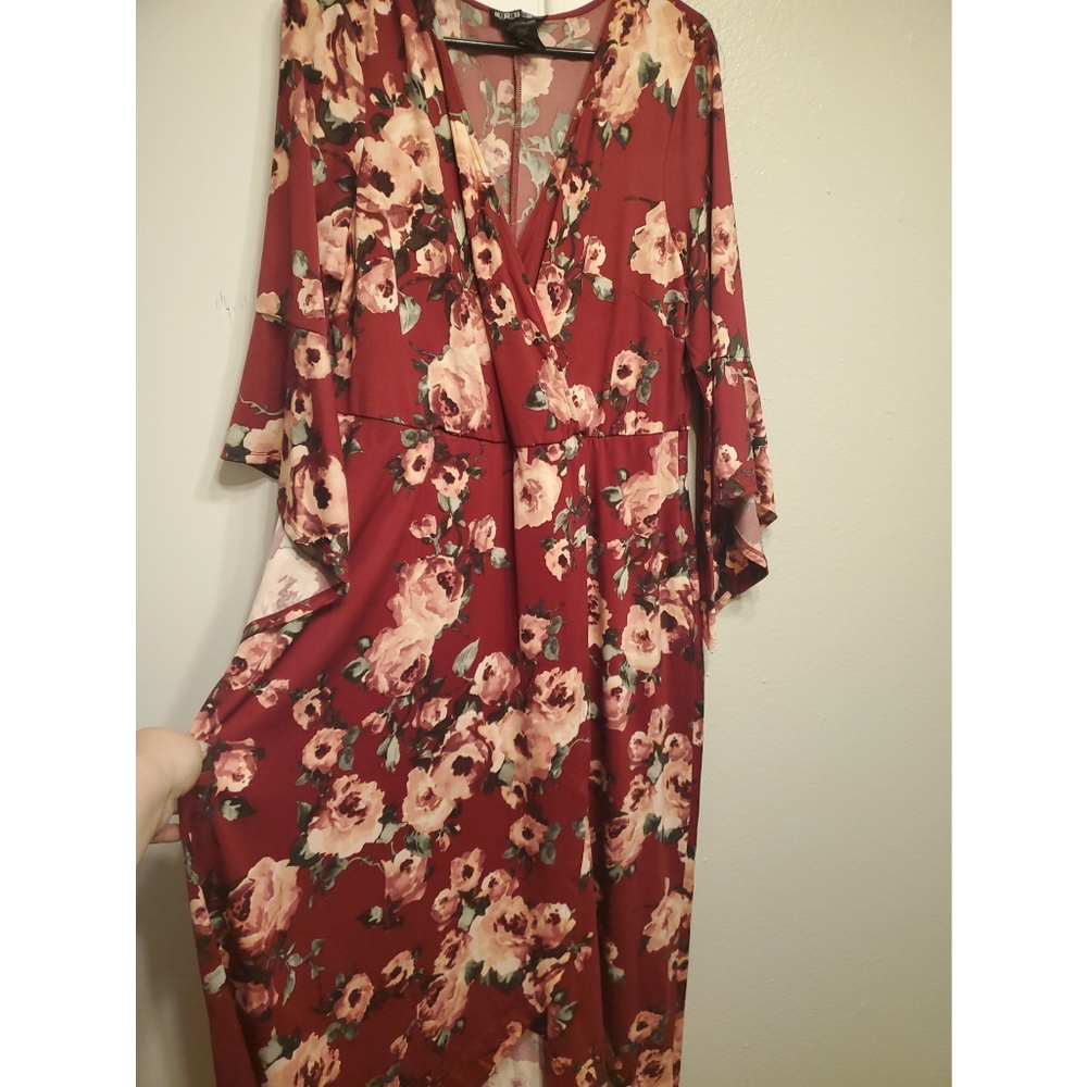 Floral faux wrap hi-low dress